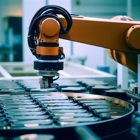 Close Up Of A Robotic Arm In The Factory Delicately Placing Silicon