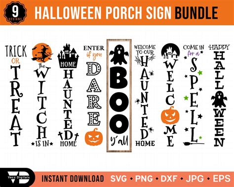 Halloween Porch Sign Svg Bundle Halloween Front Porch Sign Halloween