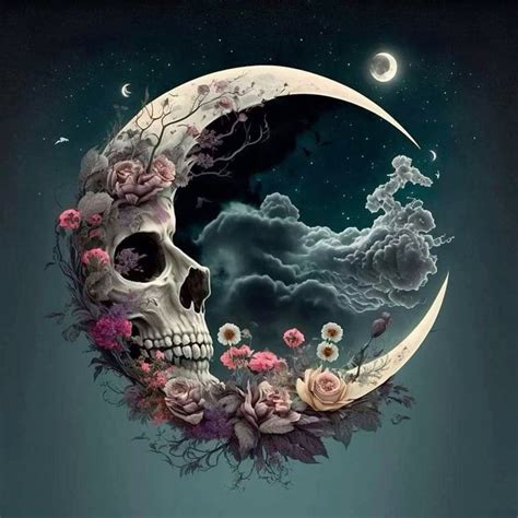 The Moon The Stars The Skull Colorful Skull Art Skull Art Drawing