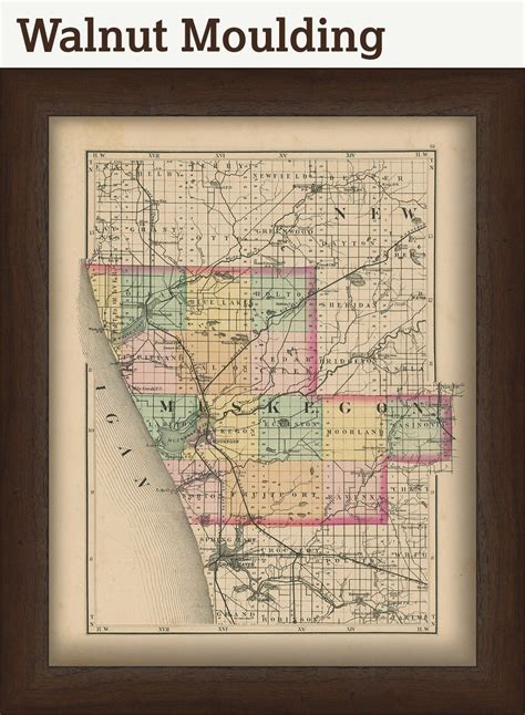 MUSKEGON COUNTY, Michigan 1873 Map - Replica or Genuine Original