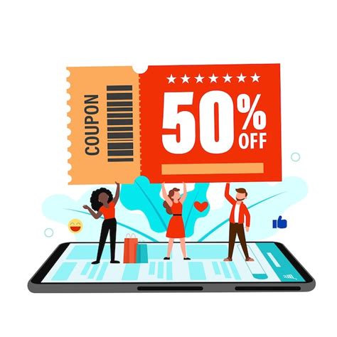 Free Vector Flat Cartoon Character Customer 50 Percent Discount With