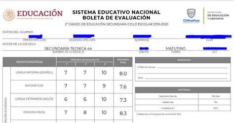 Imprimir Boleta De Calificaciones Preescolar Primaria Secundaria