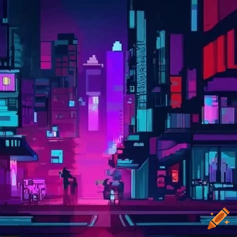 2d 8bit Cyberpunk Backalley With A Road In Front On Craiyon