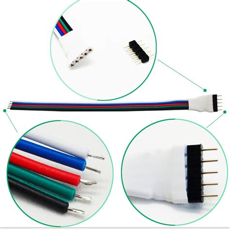 Flat Wire Cable 5pin Rgbw Length 10cm 22awg 5 Pin Rgbw Female Flat