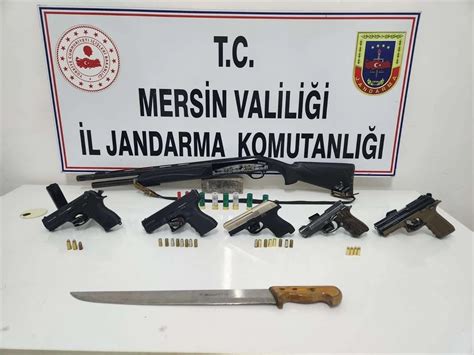 Mersin de ruhsatsız silah operasyonu 5 tabanca ve 1 av tüfeği ele