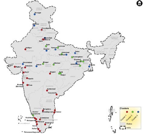 Cities Divided By Three Different Clusters Download Scientific Diagram