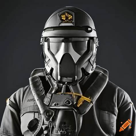 Close Up Portrait Of A Corellian Pilot In A First Order Tie Pilot Suit