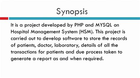 Mca Bca Final Year Project On Hms Using Php And Mysql With Documentation Youtube