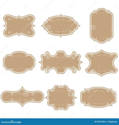 Set Of Blank Vintage Frames Gift Tags Paper Labels Flat Design