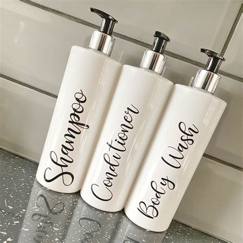 Bathroom Shampoo Conditioner And Body Wash Dispenser Bottles Etsy