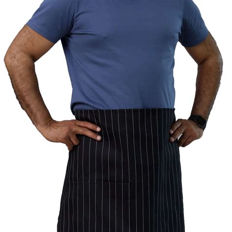 Professional Black Pinstripe Bistro Apron Restaurant Linen Store