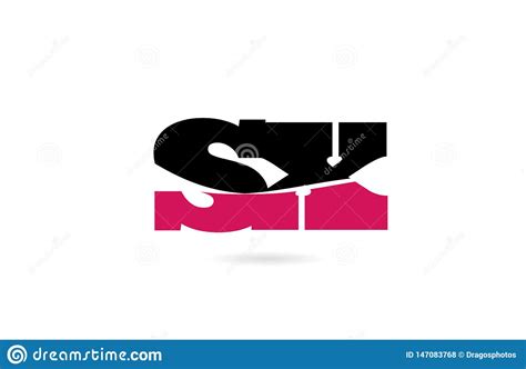 Sx S X Pink And Black Alphabet Letter Combination Logo Icon Design Stock Illustration