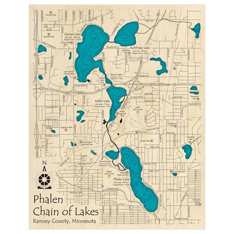 Phalen Chain Of Lakes 3d Custom Wood Map Lake Art Llc