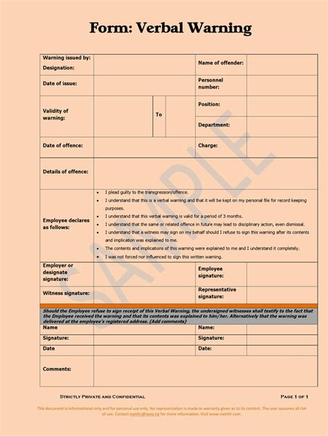 Verbal Warning Template Word At Getshawnblog Blog