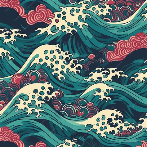 Premium Photo | Japanese wave pattern design generative AI