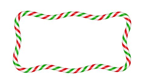 Christmas Candy Cane Rectangle Frame With Red And Green Stripe Pattern