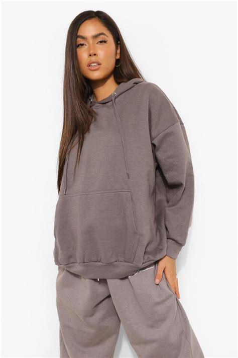 Grey Basic Oversized Hoodie Boohoo Uk