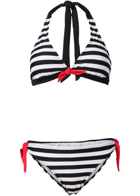 Schöner Bikini mit Neckholder schwarz weiß Damen bonprix