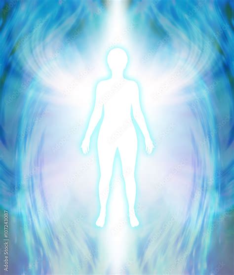 Angelic Aura Cleanse - a white female silhouette figure with turquoise ...