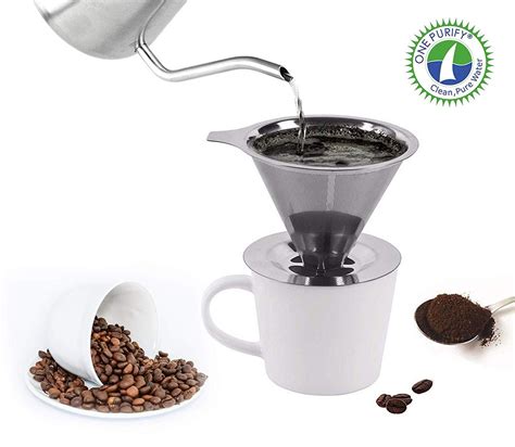 OnePurify Stainless Steel Reusable Coffee Filter Pour Over Coffee