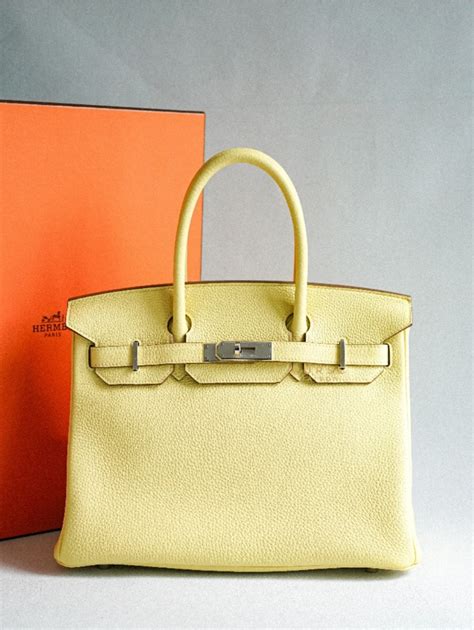 Hermes Birkin 30 Jaune Poussin Togo And Palladium Hardware Stamp U