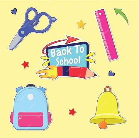 Premium Vector | School supplies stickers collection