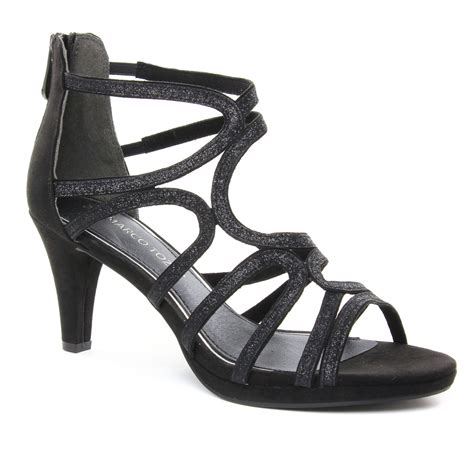 Marco Tozzi 28373 Black nu pied talon hauts noir argent printemps été