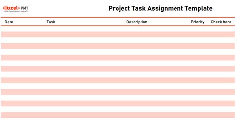 Project Task Assignment Template Project Management Small Business