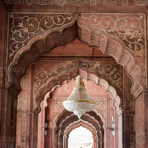 Architectural Detail Of Jama Masjid Mosque Old Delhi India The