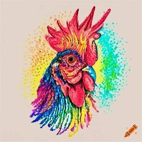 Pointillism Artwork Of A Colorful Rooster On Craiyon