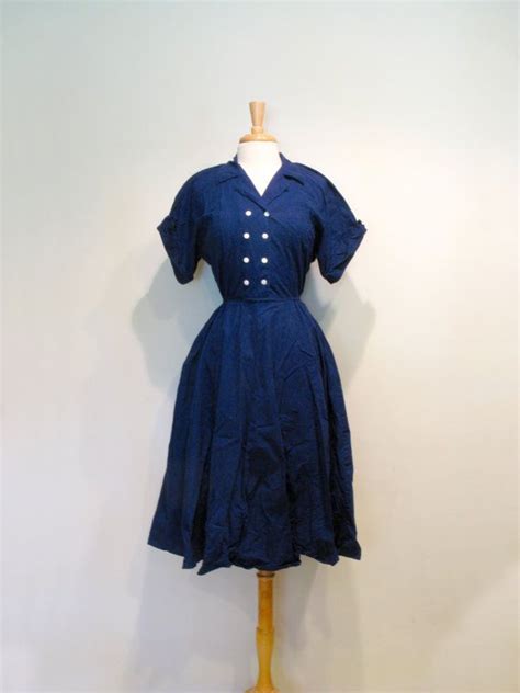 Vintage Navy Blue S Does S Shirtwaist Dress S Dresses