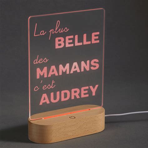 Lampe LED plexiglas gravée Fête des Mères