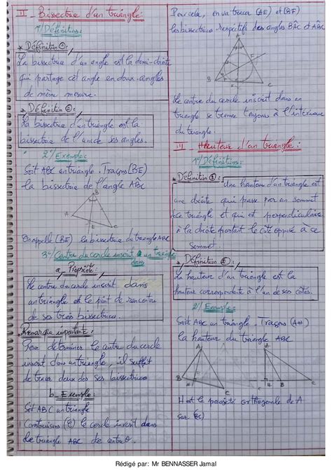 Droites Remarquable Dans Le Triangle Exercices Corrig S Ac Dyrassa