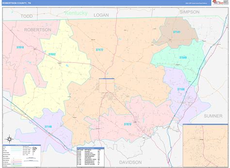 Robertson County, TN Wall Map Color Cast Style by MarketMAPS - MapSales