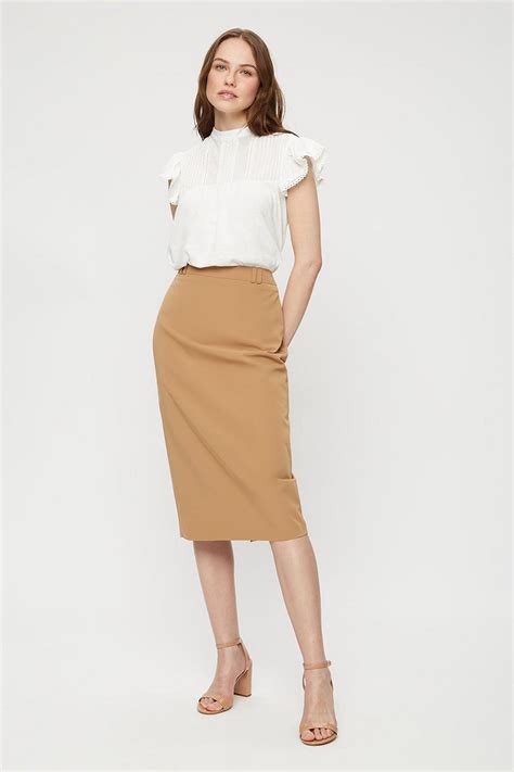 Skirts Camel Tailored Pencil Skirt Dorothy Perkins