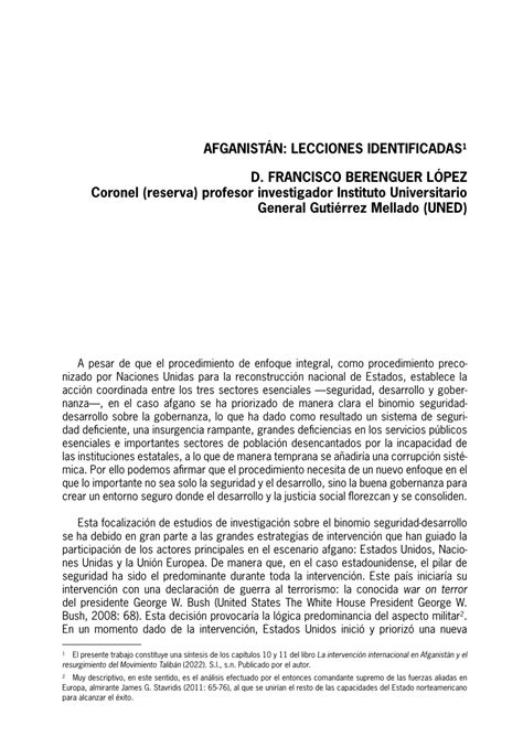 Pdf Afganist N Lecciones Identificadas D Francisco Berenguer