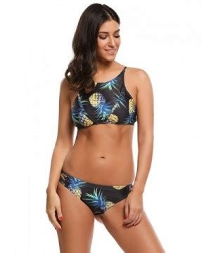 Women Two Piece Halter Bikini Set Print Top With Print Cut Out Bottoms Black C518059NUGI