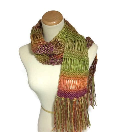 Items Similar To Autumn Tapestry Scarf Hand Knit Scarf Multicolor