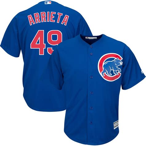 Mens Chicago Cubs Jake Arrieta Majestic Royal Official Cool Base