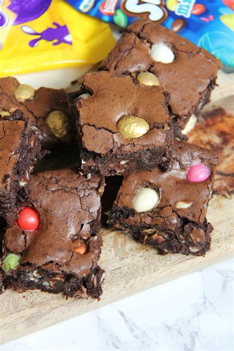 Perfectly Indulgent Chocolate Easter Brownies Smartie Eggs Mini Eggs