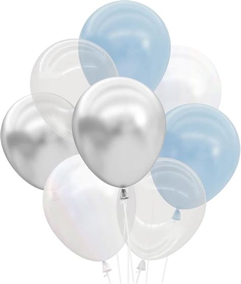 Amazon Xo Fetti Blue Pearl White Clear Silver Latex Balloons