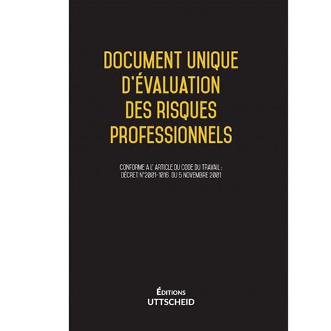 Document unique d évaluation des risques professionnels métier Vente