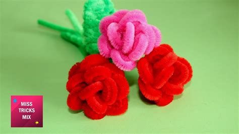 Diy How To Make A Rose Using Pipe Cleaner Spring Crafts Youtube