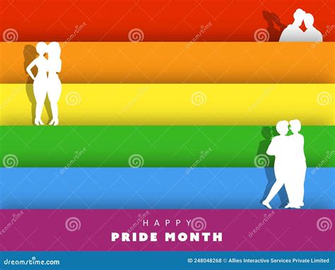 Happy Pride Month Concept With Paper Cut Gay And Lesbian Couple