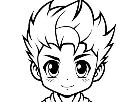 Color This Cute Anime Boy - Coloring Page