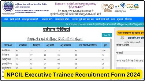 NPCIL Executive Trainee Recruitment Form 2024 All City Job