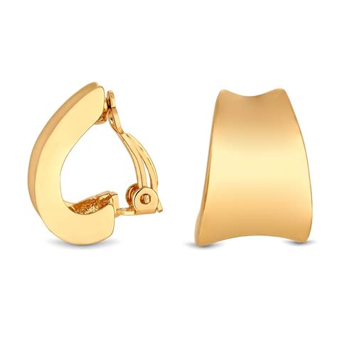 Jon Richard Gold Plated Polished Clip On Hoop Earrings Jewellery From Jon Richard Uk