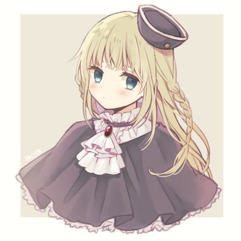 Safebooru 1girl Ascot Axis Powers Hetalia Black Capelet Black Headwear Blonde Hair Blue Eyes