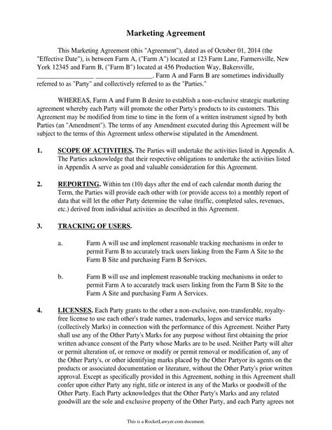 Marketing Agreement Examples Format Word Pages How To Create Pdf