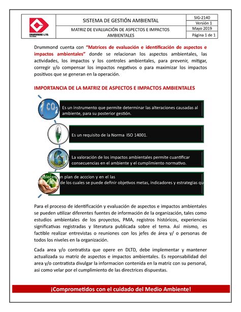 Sig Charla Matriz De Evaluaci N De Aspectos E Impactos Ambientales